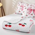 thumbnail image 4 of Erosebridal Coquette Cherry Bow Twin Quilt Set,Pink Ribbon Cherry Heart Twin Coverlet Set For Girls,2-Piece, 4 of 7