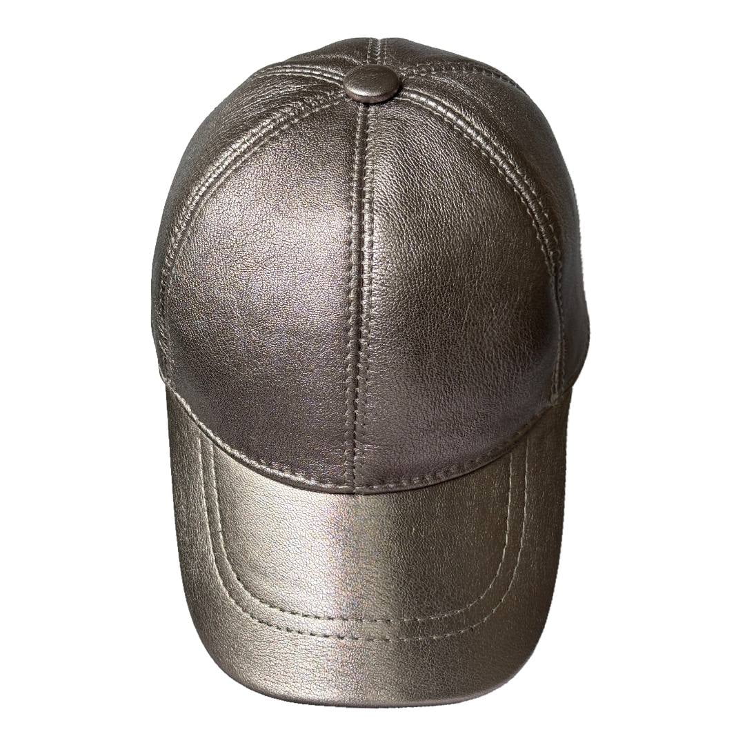 Genuine Leather Unisex Baseball Cap - 100% Lambskin Leather Adjustable Dad Hat (Rose Silver)