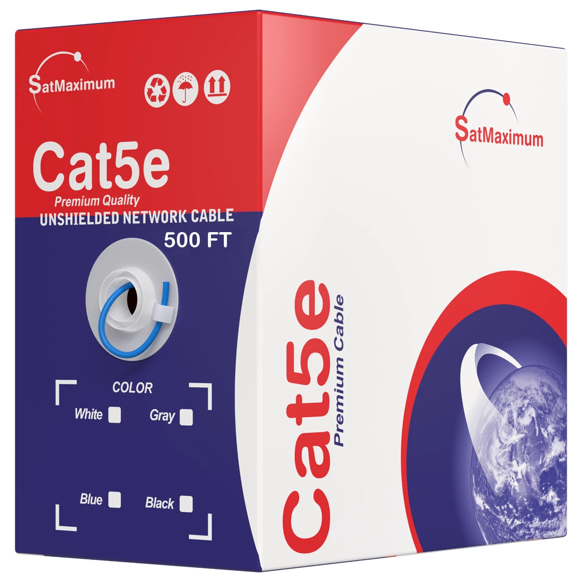 Cables Direct Online Cat5e 500 ft UTP Ethernet Cable, 24AWG CCA, Blue