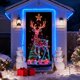 thumbnail image 4 of Cubierta de puerta navideña fluorescente con estampado de Papá Noel y árbol | Pancarta navideña luminosa para decoración de interiores y exteriores | Decoración de puerta de poliéster de 90 x 180 cm, 4 of 5