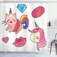 thumbnail image 1 of Ambesonne Unicorn Cat Shower Curtain, Fantasy, 69"Wx84"L, Pink Multicolor, 1 of 3