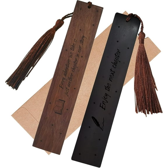 Wood Bookmark 2 Colors Book Engraved Book Mark Gifts Enjoy The Next Chapter Bookmarks with Tassel Pendant for Book Lovers Teacher Students DIY
