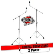 Griffin Cymbal Stand With Boom Arm (Pack of 2) - Double Braced Legs Counterweight Adapter for Mounting Heavy Duty Crash, Ride, Splash Cymbals For Drummers