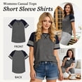 thumbnail image 6 of TEMOFON Summer Short Sleeve Tops for Women Color Block Casual Tunic Crew Neck Cute Striped T Shirts Light Grey Tees, 6 of 8