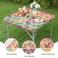 thumbnail image 4 of Multi Color Triangle Checkered Pattern Square Fitted Tablecloth with Elastic Edge,Square Table Cover,Washable Elastic Table Cover for Home Kitchen Party Decor 34"x34", 4 of 6