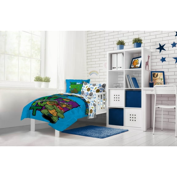 Paramount Nickelodeon TMNT Mini Mutants 5 Piece Twin Bed Set with Sham, 100% Micofiber