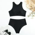 thumbnail image 2 of Swimming Costume 2Pcs/Set Push-up Wire Free Charming Lady Tummy Control Solid Color Swimsuit, 2 of 5