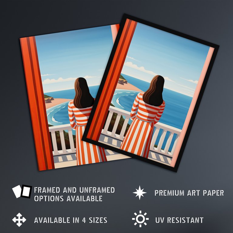 The Seaview Simple Clean Blue And Red Coastal Aesthetic Artwork