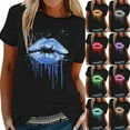thumbnail image 6 of Aloohaidyvio Going out Tops for Women Y2k,Womens Summer Fashion Lips Printed Short Sleeve T-Shirt Round Neck Loose Retro Tops, 6 of 6