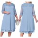 thumbnail image 2 of Vestido de con Bordado Floral y 1/2 para Invitada de Boda, Talla Grande, para Mujer. Azul 2XL, 2 of 6