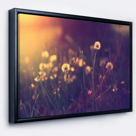 Large Dandelion DESIGN ART Designart 'Vintage Dandelion Meadow Photo' Large Floral Framed Canvas Art Print ()