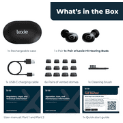 Lexie H1 Rechargeable OTC Earbud Hearing Aids with Bluetooth, App, and Noise Cancellation