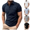 thumbnail image 6 of XDZJLR Polo Shirts For Men Ice Silk Plaid Jacquard Lapel Daily Casual Short Sleeved Shirts Blouse Navy Xxl, 6 of 6