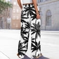 thumbnail image 7 of Petite Boho Print Palazzo Pants for Women High Waist Wide Leg Dressy Beach Vacation Trousers White M, 7 of 7