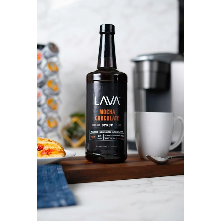 LAVA Mocha Chocolate Syrup, Coffee Sweetener, 33.8oz, Made with