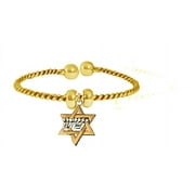 CARDINALI JEWELRY Messianic Yeshua Gold Star Of David, Raised Sculpted Silver Yeshua On A Adjustable Twisted 14KT Finish Gold Flexable Bangle Bracelet, Hypoallergenic-Safe, No Nickel, Lead, Or Cadmium In The Metal2023