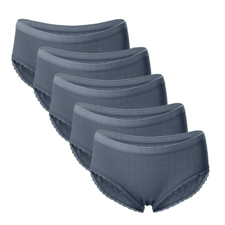 

Gyouwnll Sleepwear For Womens Pajamas For Women Thin Briefs In Solid Color With Lace Mid-Waist Underwear 5Pc