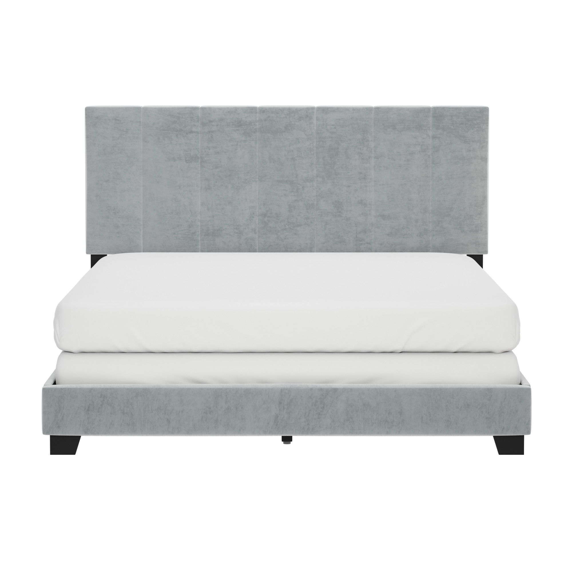 Reece Channel Stitched Upholstered Queen Bed, Platinum Gray, by Hillsdale Living Essentials - image 2 of 14