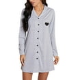 thumbnail image 1 of Diconna Chemise de Nuit pour Femmes, Manches Longues, Boutonnée, Col à Revers, Robe de Nuit, 1 of 8