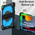 thumbnail image 4 of Shockproof Case for Apple iPad 9th 8th 7th Generation 10.2", Hybrid Rugged Shockproof Rotating Kickstand Hand Strap Detachable Shoulder Strap Kids Friendly Cover for iPad 10.2" 2021/2020/2019,Blue, 4 of 8