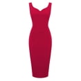 thumbnail image 2 of Lilgiuy Womens Solid Cold Shoulder Sleeveless V-Neck Regular Dress Fall Dresses for 2022 Spring Winter, 2 of 5