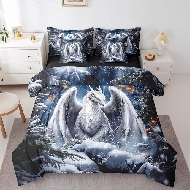 Erosebridal 3D Dragon Bedding Twin Size 7-Piece, Magic Animal Bed Set, Reversible, Lightweight