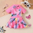 thumbnail image 6 of Girls' Swimsuit One Piece with Floral Leaf Print Ruffle Dress with Shorts for Kids Swimwear, 6 of 9