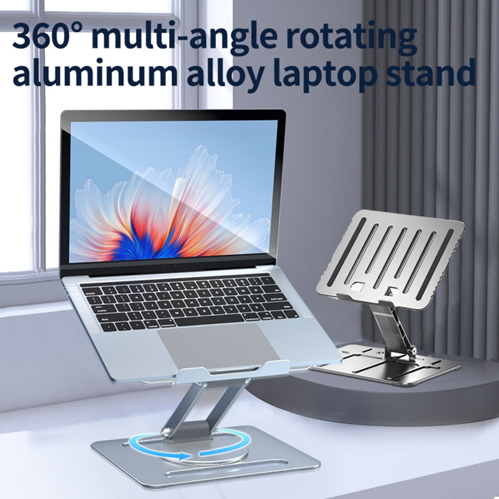 WINDLAND Aluminum Alloy 360°Rotating Laptop Stand Foldable Holder for Tablets Pad Support