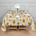 thumbnail image 3 of White Sunflower Leaf Seed Pattern Square Tablecloth,Waterproof Square Table Cover,Wipeable Spillproof Washable Table Cover for Home Kitchen Party Decor 42"X42"(107x107cm), 3 of 6
