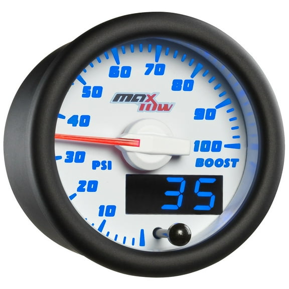 MaxTow White and Blue 100 PSI Boost Gauge