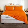 thumbnail image 4 of 1100 Thread Count 4 Piece Quality Sheet Set 30 Inch Deep Pocket 100% Egyptian Cotton Color Orange Solid Size Twin XL, 4 of 6