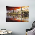 thumbnail image 1 of Industrial Decor Tapestry, Oil Refinery Petrochemical Industry Water Reflection Dramatic Sky Twilight, Wall Hanging for Bedroom Living Room Dorm Decor, 60W X 40L Inches, Multicolor, by Ambesonne, 1 of 2