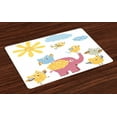 thumbnail image 1 of Ambesonne Cartoon Place Mats Set of 4, Colorful Birds, Standard Size, Pale Blue Marigold Pink, 1 of 4