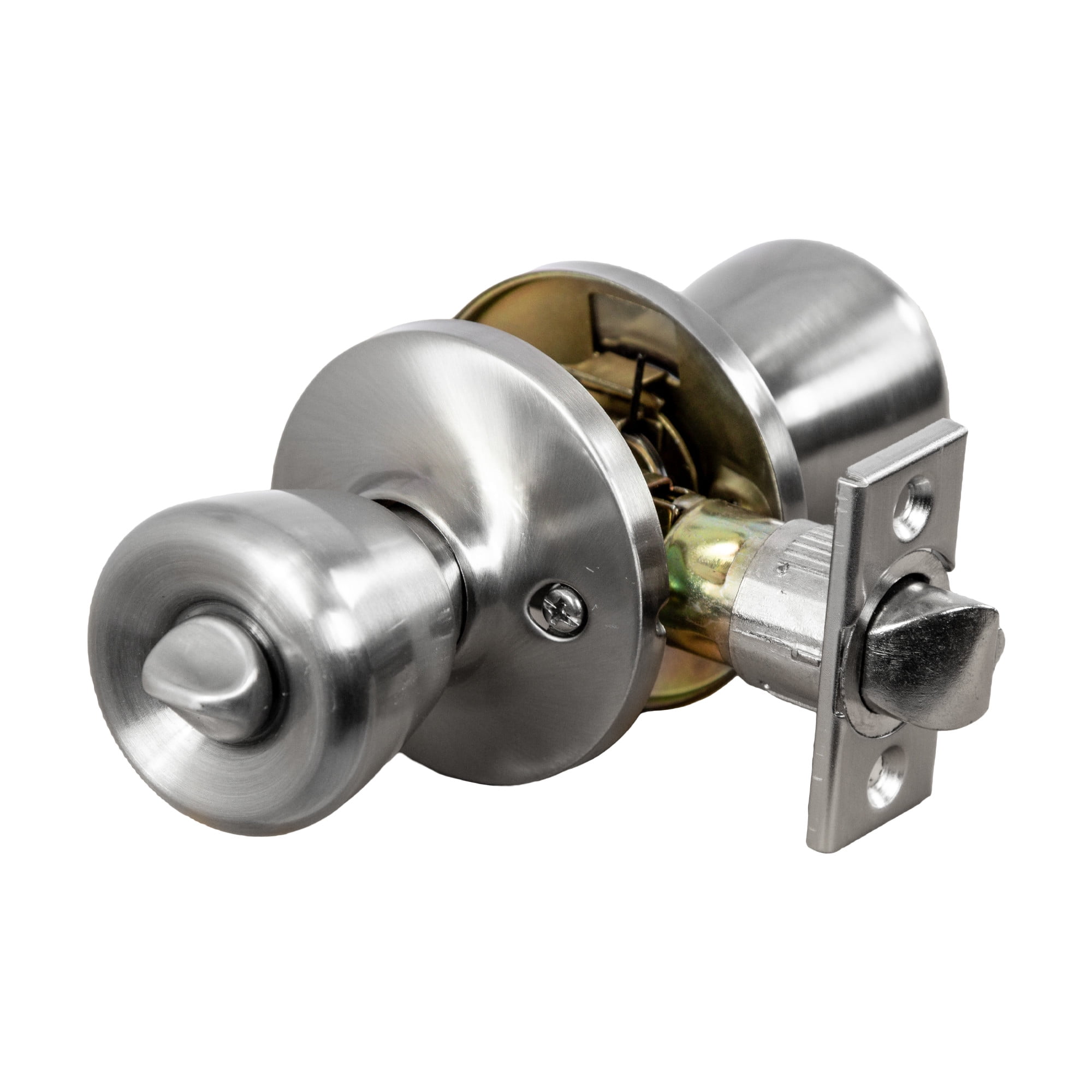 Satin Nickel Privacy Door Knob for Bed and Bath, Interior, 12-Pack