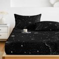 thumbnail image 6 of Full Size Fitted Sheet Set - Cosmic 3 Piece Bedding Sets 16" Deep Pocket Fitted Sheet with 2 Pillowcases, Black Grey Mystical Planet Universe Abstract Brushed Microfiber Hotel Luxury Bed Sheets, 6 of 9