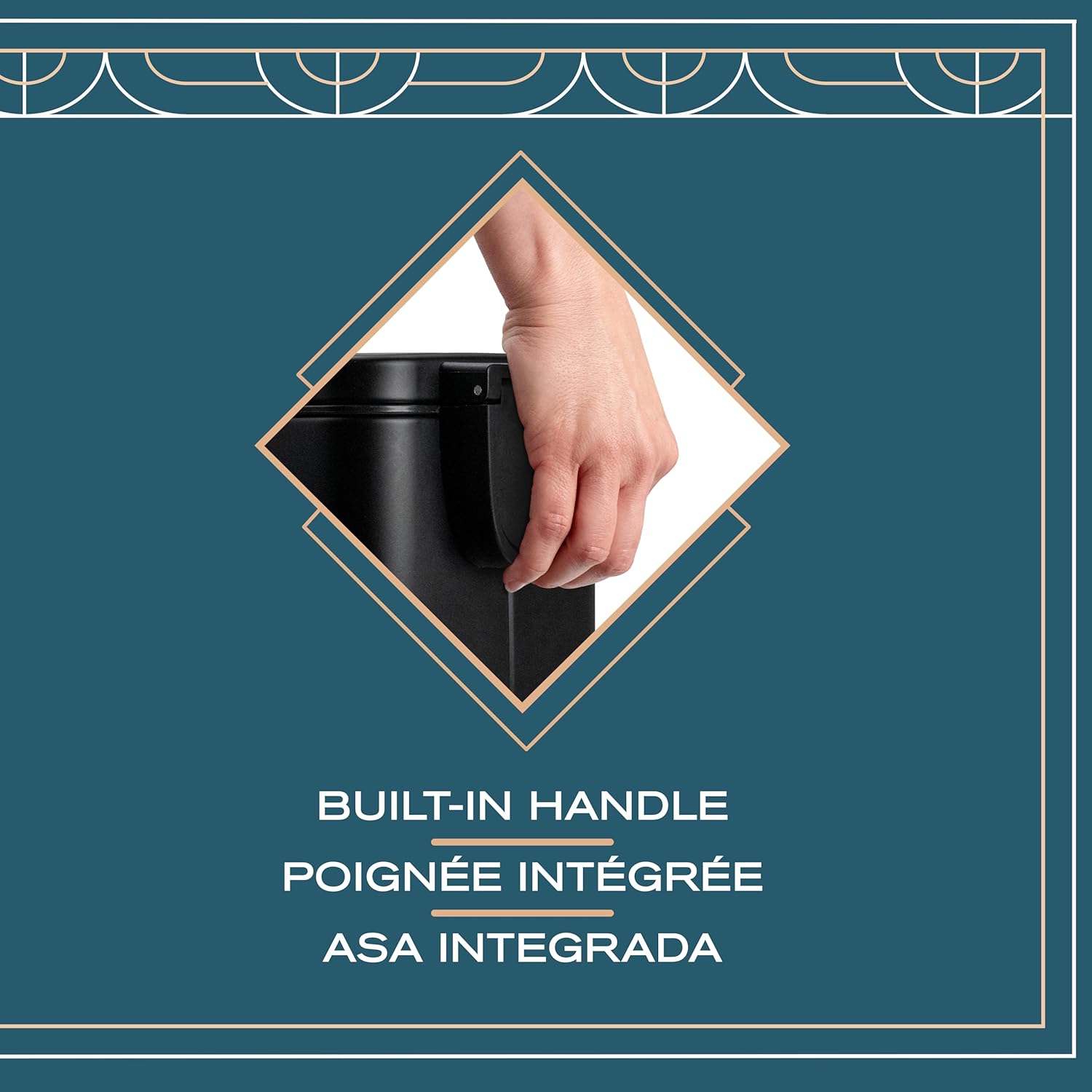 Moorefield Forte Slim Rectangular Step Trash Can, 1.6 Gallon Compact Bathroom Waste Bin with Soft Close Lid and Removable Inner Bucket, Matte Black
