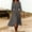 Dark Gray, variant on Womens Cotton Linen Dresses 3/4 Length Sleeve V Neck Maxi Dress Plain Long Round Neck Midi Pullover Dresses Pleated Solid Swing Midi Dress
