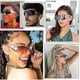 thumbnail image 4 of Y2k Rimless Women's and Men's Glasses with Enveloping Futuristic Oval Lenses Solid Color Sunglasses Pink/Gray, 4 of 5
