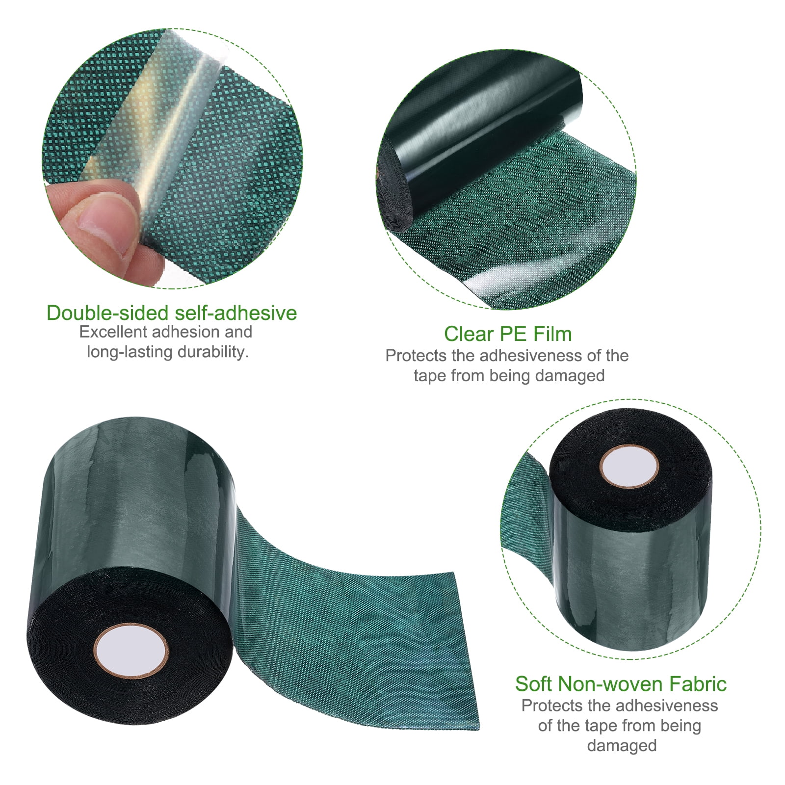 Uxcell Artificial Grass Tape 5.91" x 49.2 ft Double-Sided Turf Seam Tape, Green