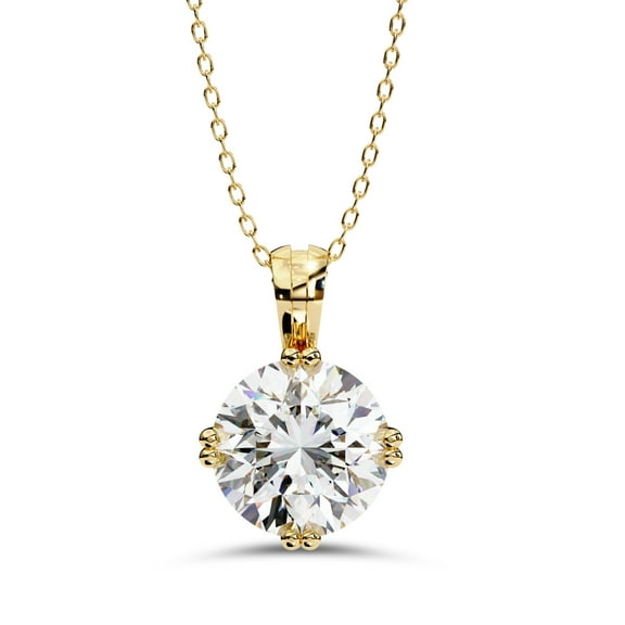 IGI Certified Lab Grown Diamond Solitaire Pendant Necklace for Women | 7.8mm Round Cut Diamond Necklace with 18 Inch Chain 18K Solid Yellow Gold F-G, VS-SI Quality (2.00 Cttw)