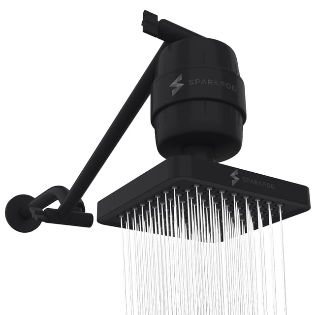 Cabezal de regadera de lluvia de alta presión de 6 pulgadas con cápsula de filtro de 23 etapas y brazo de ducha ajustable de 11 pulgadas