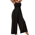 thumbnail image 1 of Monos para mujer sin mangas de talle alto de color sólido elástico busto pantalones rectos mameluco pantalones Pompotops ulkah942603, 1 of 7