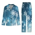 thumbnail image 3 of PoBuds Women's Long Sleeve Flannel Pajama Set Sleepwear Elegant Christmas with Snowflake S, 3 of 5