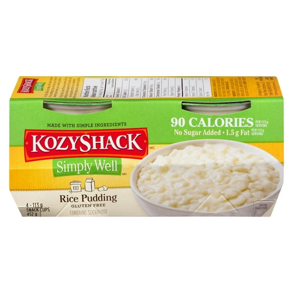 Kozy Shack Simply Well Rice Pudding, 4 x 113g snack cups