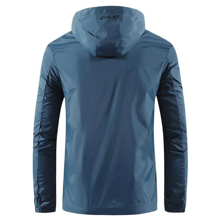 Male Spring And Summer Sunscreen Ice Silk Thin Long Sleeved Zipper Hooded Solid Color Jacket Man Coat Lightweight Running Rain Jacket Men Korean Jacket for Men Coat for Winter Men Men Classic