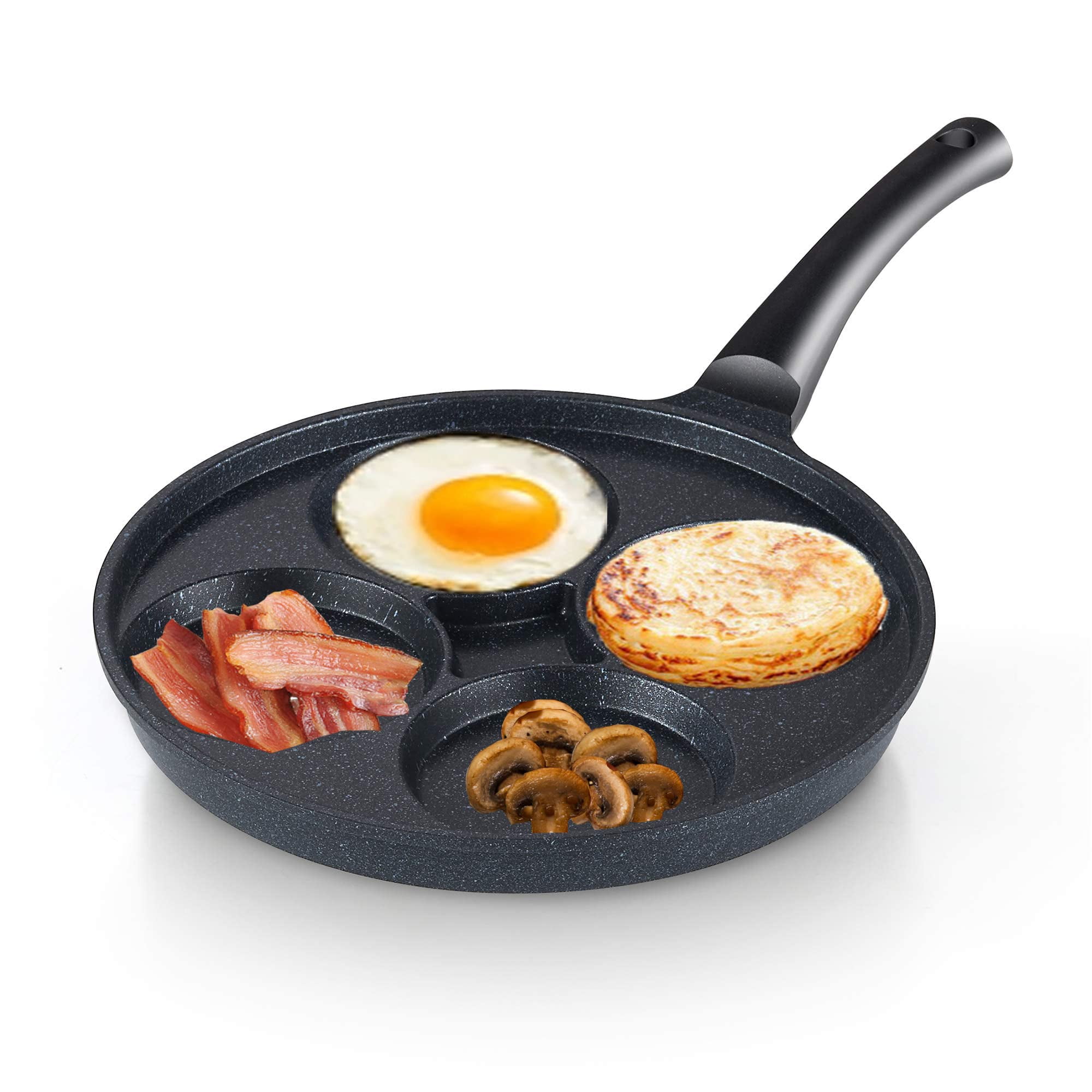 143 4-Hole Egg Frying Pan 4- Pan Non-stick Frying Pan 4-Cup Egg Frying Pan  Maifan Stone Coating Egg Cooker Pan Compatible with All Heat Sources,for