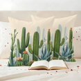thumbnail image 3 of Green Cactus Outdoor Waterproof Pillow Covers, Watercolor Summer Botanical Beige Decorative Square Throw Pillowcase Sofa Cushion Sham for Patio/Couch/Chair, 24"x24" 2 Pack, 3 of 8