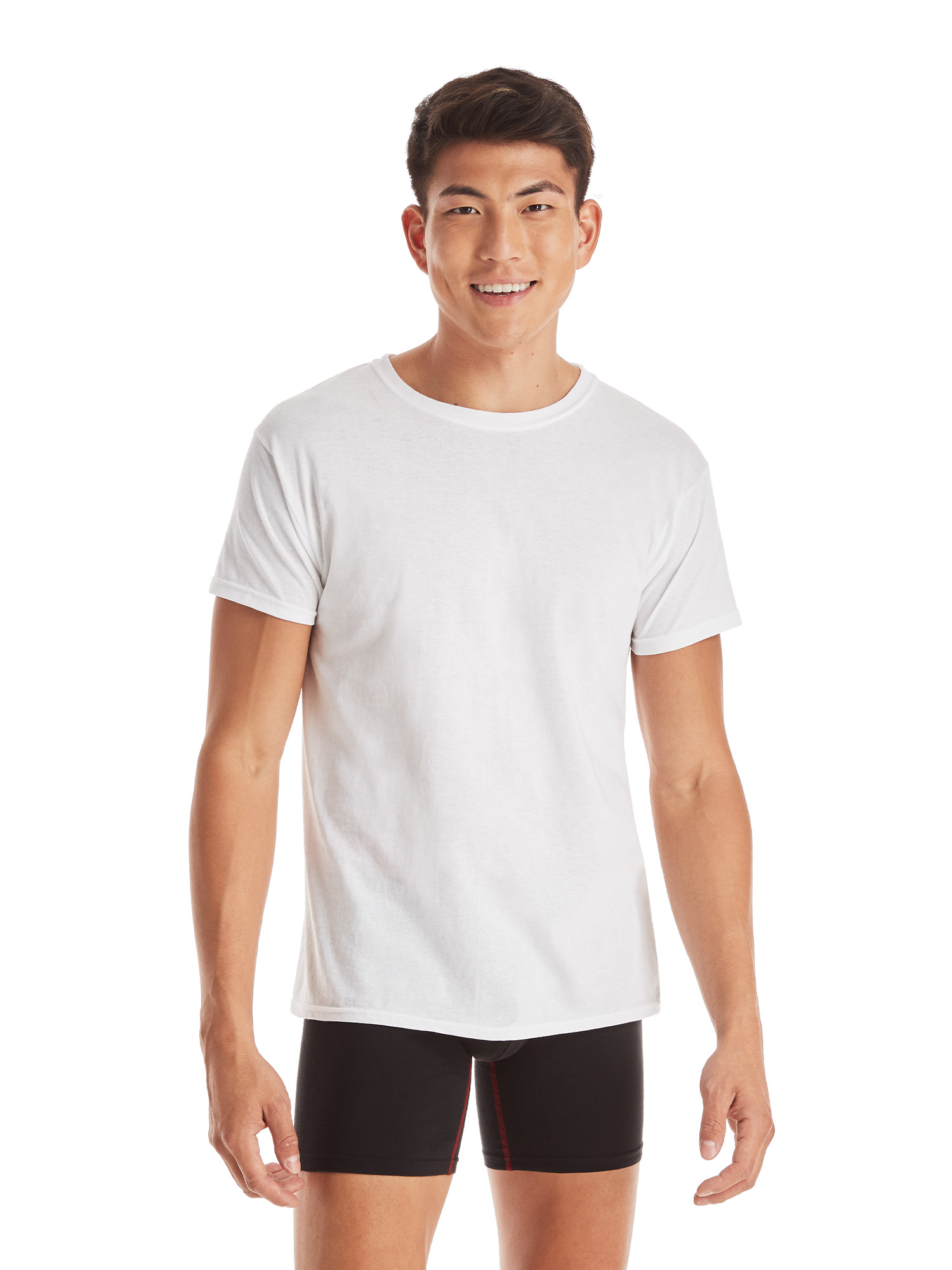 Hanes Men's Super Value Pack White Crew T-Shirt Undershirts, 10 Pack - image 4 of 10