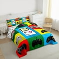 thumbnail image 3 of Manfei Kids Gamepad Controller Queen Comforter Set,Console Video Game Bedding Sets,Rainbow Patchwork Plaid Bedding Comforter Set For Boys,Luxury Bedroom Decor Reversible,3pcs, 3 of 8