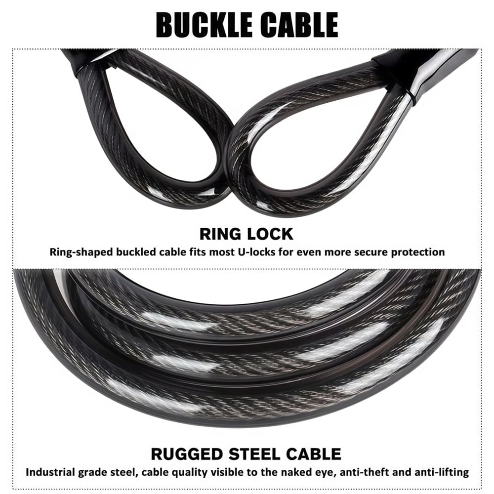 Bike Chain Lock 70.87 in, Steel Cable Chain Lock with Protective Sleeve for Bicycle Motorcycle Outdoor Security Use